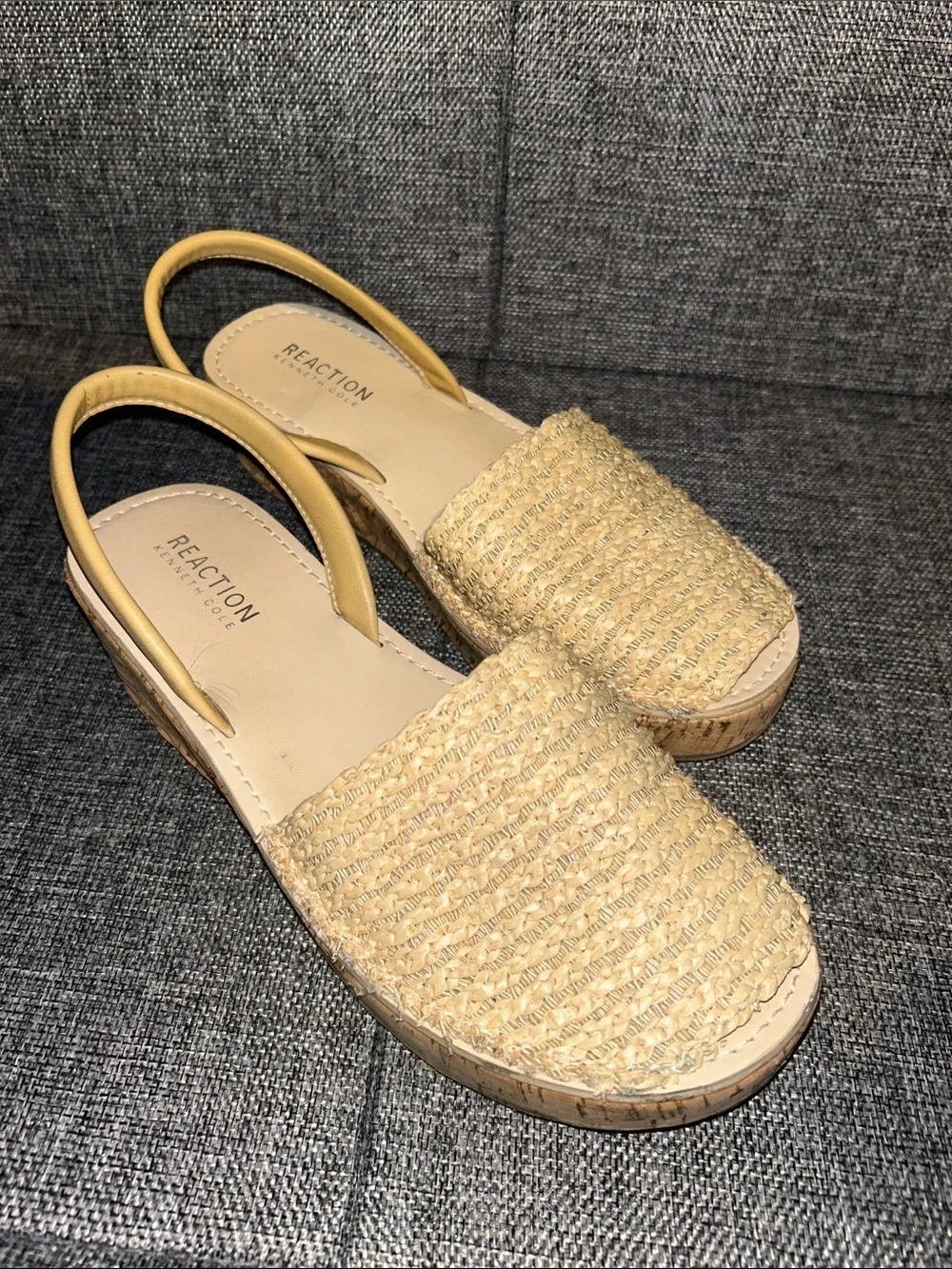 Reaction Kenneth Cole Natural Beige Woven Slingback Espadrilles
